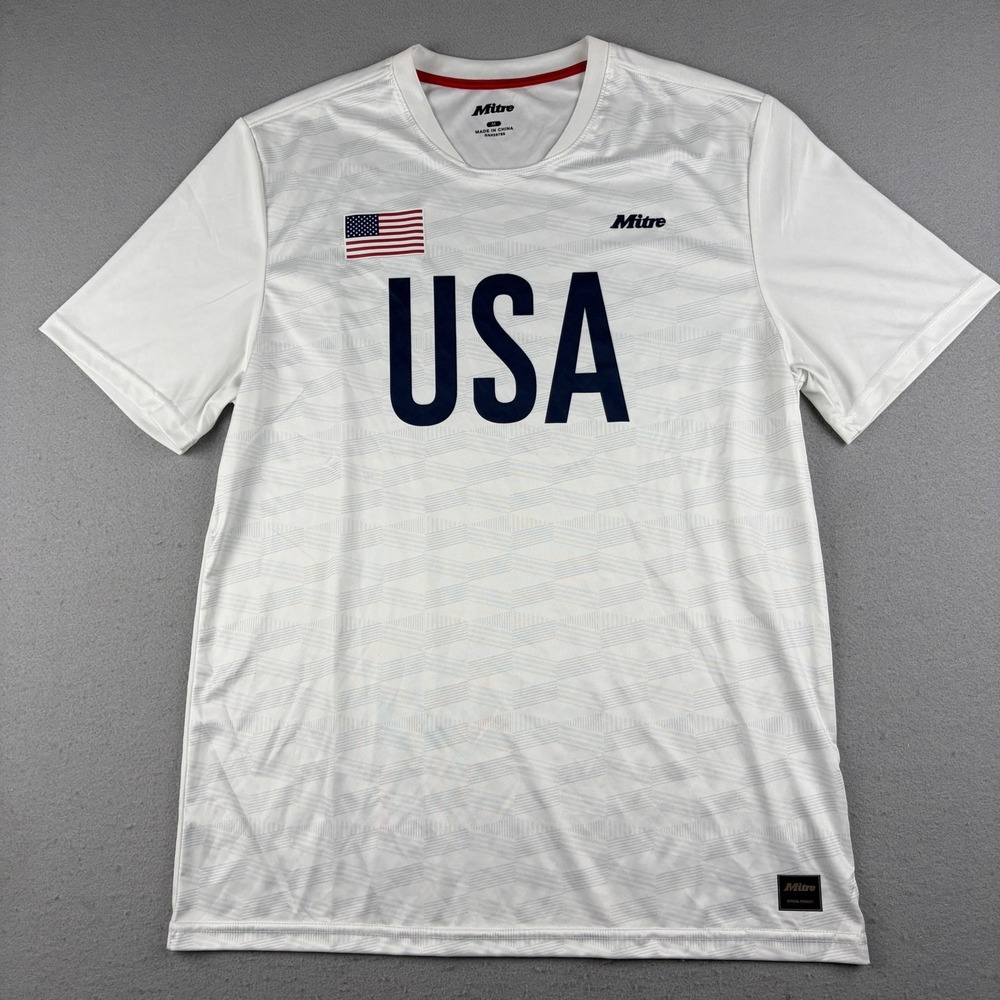Mitre USA Soccer Jersey Men's Medium White American Flag Short Sleeve